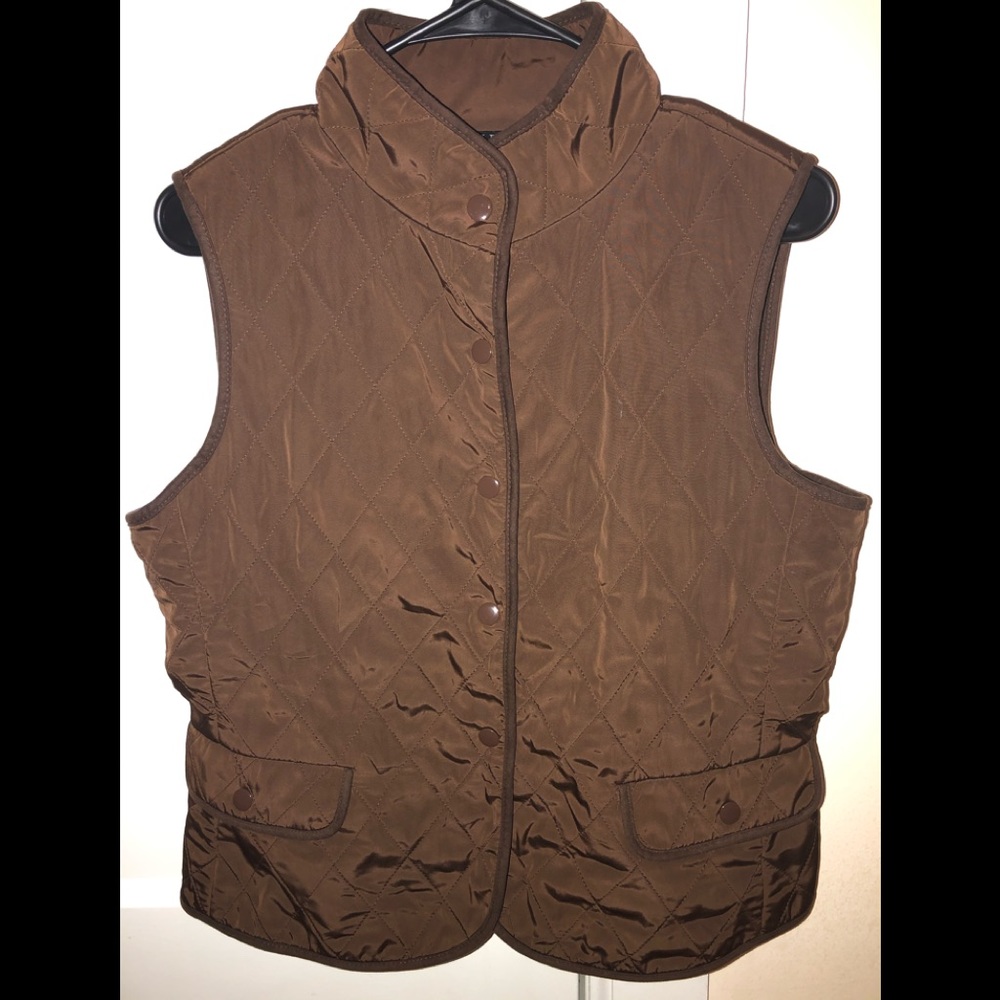 Talbots Brown Puffer Vest Womens Size S Petite